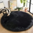 thumbnail image 2 of ORINOVA Black Fluffy Faux Fur Rug For Living Room Shag Circle Washable Area Rugs For Bedroom Round Rug 4ft Cute Room D?cor, 2 of 9