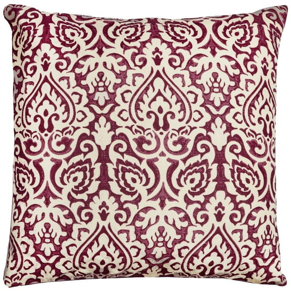 Rizzy Home Damask 22" x 22" Down Filled Pillow with Cotton Cover-Red/Natural