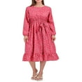 thumbnail image 2 of Robes Assorties Maman et Moi pour la Famille Col Rond Manches Longues Taille Haute Imprimé à Pois Robe Longue à Volants avec Ceinture pour Maman Enfants, 2 of 6
