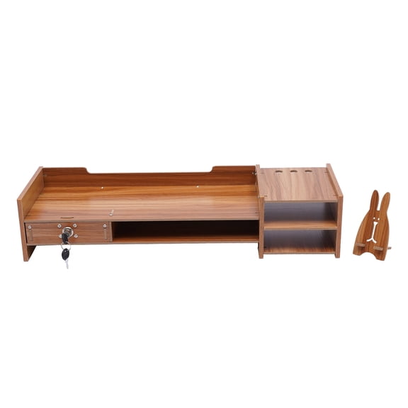 Computer Monitor Stand, Computer Rack with Lockable Drawer, Heighten Stand for Home Office Study