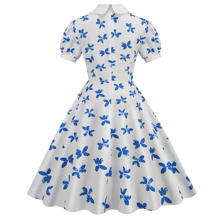 Women'S Vintage Dresses, 1950S Retro Fit And Flare Party Dress, 20S 30S  Short Sleeve Cocktail Swing Dresses - Walmart.Com
