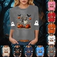 thumbnail image 4 of Godom Halloween Shirts Pumpkin Shirt Women Cute Ghost Blouse Casual Fall Graphic 3/4 Sleeve Tee Tops, 4 of 6