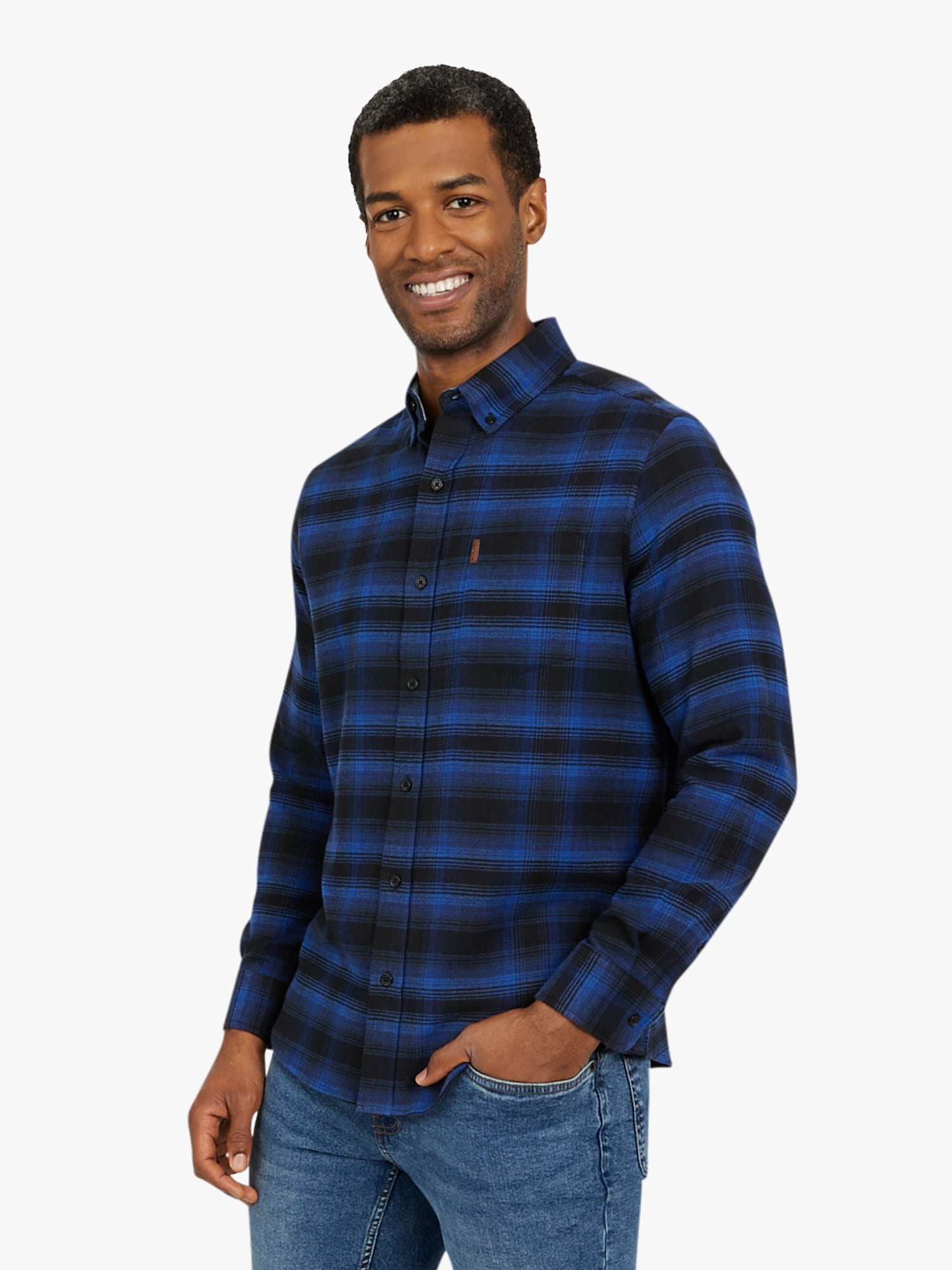 Chaps Men's and Big Men's Comfort Stretch Flannel Shirt, Sizes S-2XL