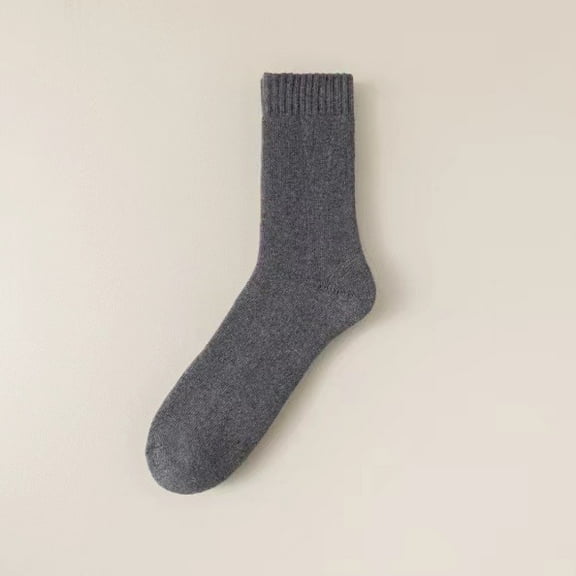 Nvzi Dark Gray fleece socks -3 pairs, one size fits all winter wool socks, men's winter warm wool socks, plush lining comfortable warm socks