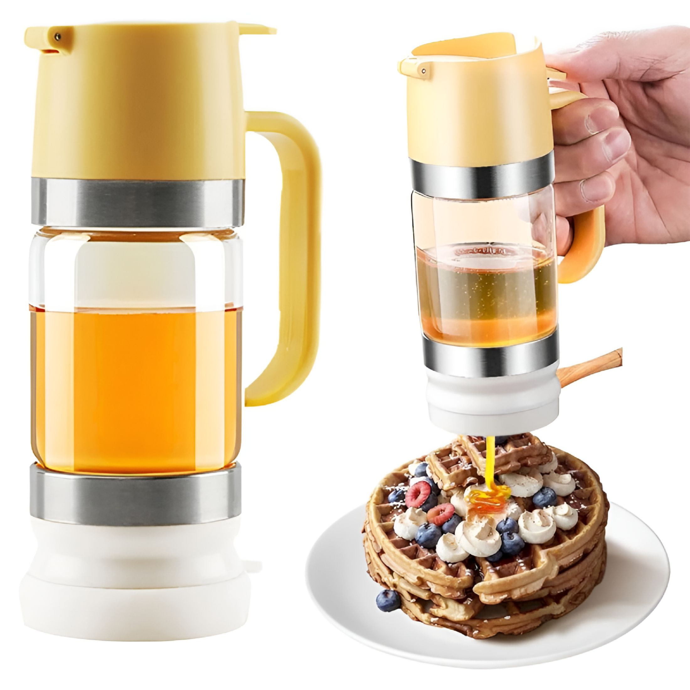 ACDANC 2026 New Honey Dispenser Pot,Honey Dispenser No Drip with Handle,Coffee Syrup Dispenser for Coffee Bar,Syrup Dispenser,Honey Pot,Honey Jars for Honey and Syrup