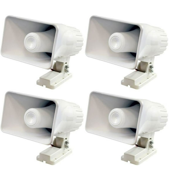 Pyle Pro 6" 50W 8 Ohms Indoor and Outdoor PA Horn Speaker, White (4 Pack)