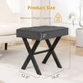 thumbnail image 2 of Vanity Stool, Square Linen Makeup Stool with Metal X Legs, Small Ottoman Stool Chair for Vanity, Modern Padded Vanity Seat Foot Rest Stool for Makeup Room, Living Room, Bathroom, Carbon Gray, 2 of 18