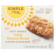 Simple Mills Soft Baked Almond Flour Bars, Nutty Banana Bread, Gluten-Free, 5 Count