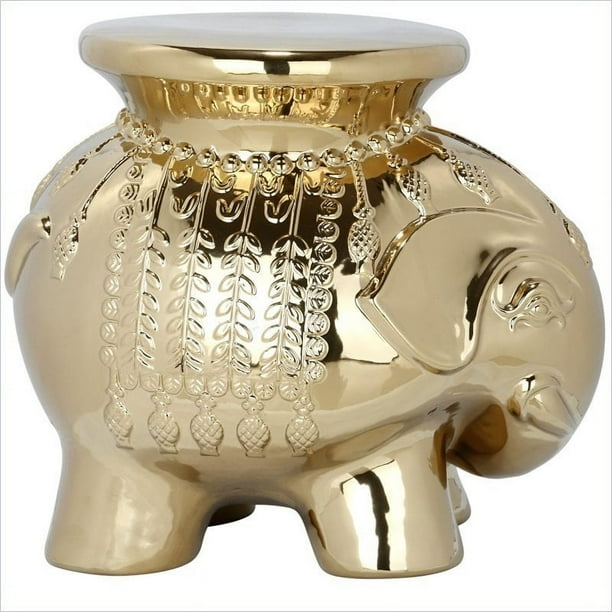 Safavieh Tabouret d'Éléphant en Céramique Dorée Émaillée