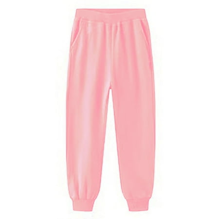 Generic Toddler Kids Boys Fleece Sweatpants Baby Girls Basic Plain Joggers for Running Gym Yoga Elastic Waist Athletic Pants Uniform