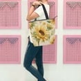 thumbnail image 6 of Zipper canvas bag large capacity large size practical handbag durable Canvas with leather material Vintage Fashion Sunflowers, 6 of 7