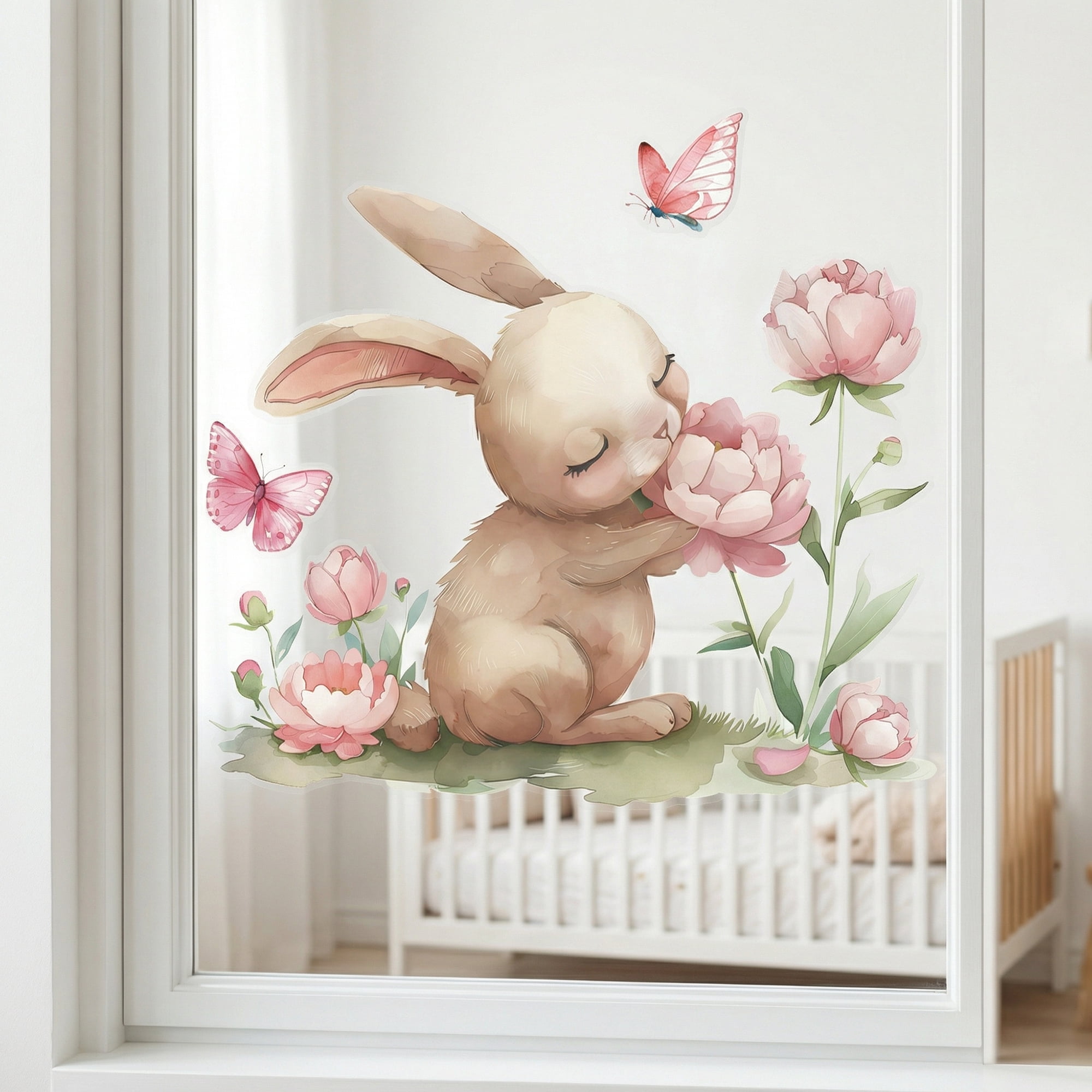 Unique Bargains 16 PCS Window Clings Rabbit Butterfly Flower Stickers Multicolor