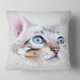 thumbnail image 2 of Designart Cat with Blue Eyes Watercolor - Animal Throw Pillow - 18x18, 2 of 5