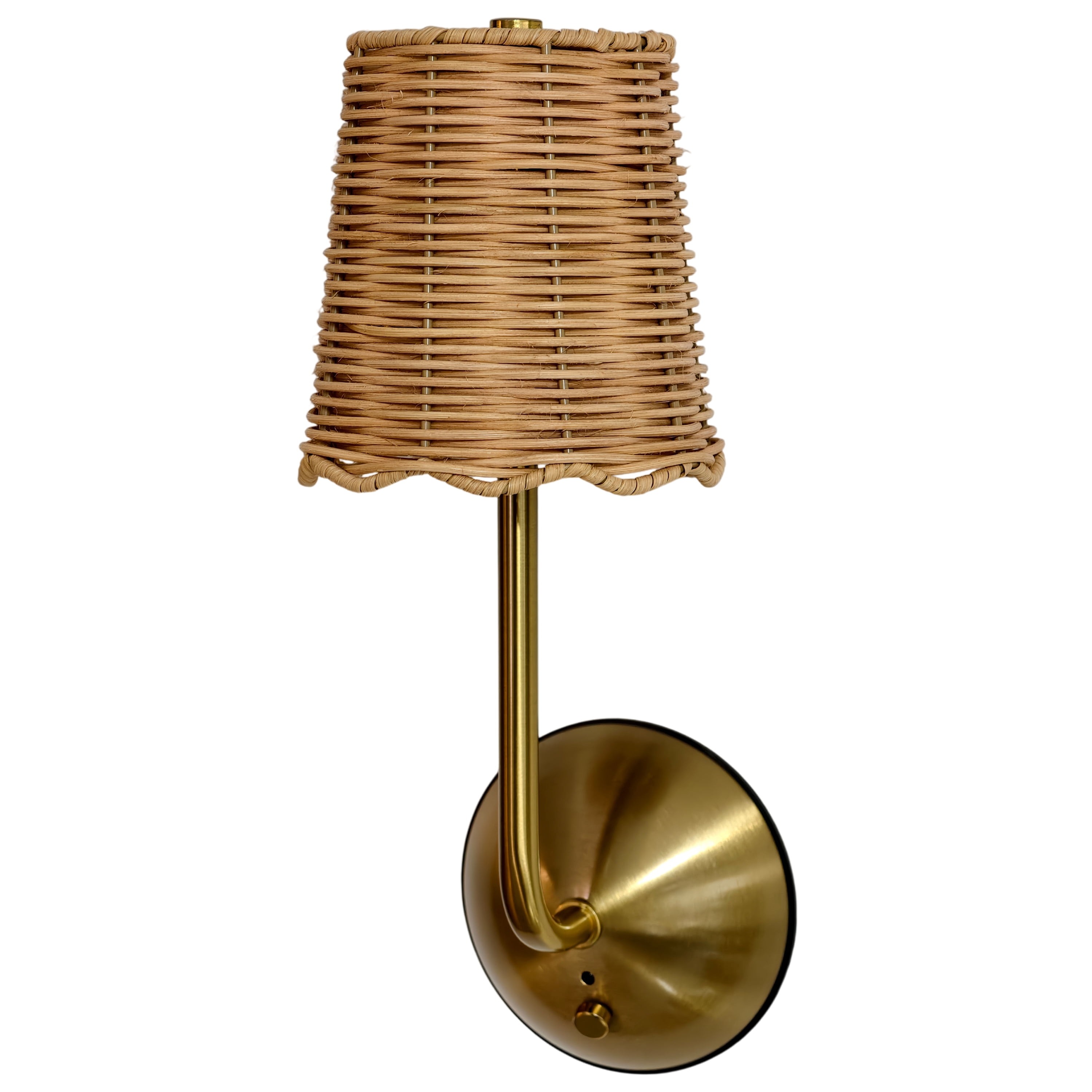 Home Decor Collection Sterling & Noble Home Scalloped Woven Rattan Rechargeable Wall Sconce