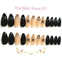 A Spider Sat Down Beside Her Glossy Almond Press On Nails - 24 Pieces - Artificial Nail Kit - Halloween Nails