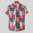 thumbnail image 4 of MIUOWANP Men's Short Sleeve Shirts Casual Hawaiian Style Print Button Lapel Beach Shirt Size L(8)Red, 4 of 9