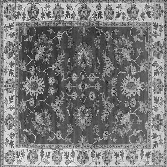Ahgly Company Indoor Square Oriental Gray Industrial Area Rugs, 4' Square
