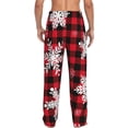 thumbnail image 3 of Uemuo Snowflakes On A Buffalo Plaid Pattern Men's Wide Leg Palazzo Lounge Pants with Pockets Light Weight Loose Comfy Casual Pajama Pants-Large, 3 of 9
