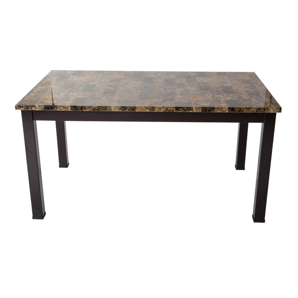 Home Source Siena Brown Faux Marble Dining Room Table