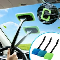 AZXY Scrub Brush with Handle,Scrub Brushes for Cleaning,Car Cleaning Brush,Car Windshield Cleaner with Squeegee, Multi-Purpose Dust & Fog Remover Green