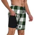 thumbnail image 2 of Fuzoiu Green White Lumberjack Plaid Print Men's Swim Shorts,Quick-Dry Double-Layer Swim Trunks,Board Trunks,Beach Shorts Swimwear Bathing Suits-XX-Large, 2 of 6