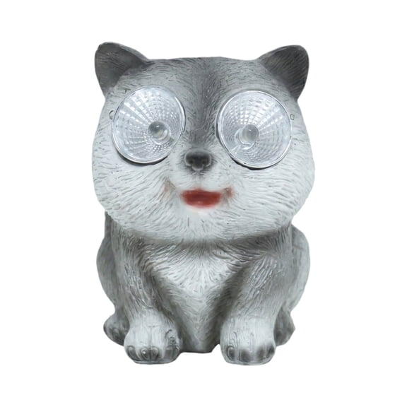 Solar Cat Garden Statue Lights, Resin Animal Ornament With LED Eyes, Waterproof Outdoor Decorative Light For Yard Flower Bed