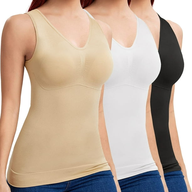 COMFREE 3 Pack Womens Shapewear Tank Tops with Built in Bra Tummy