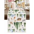 thumbnail image 2 of Burlap Table Runner 90 Inches Long, Farm Animal Bear Fox Deer Non-Slip Kitchen Table Runners for Dining Room Everyday Use Party Table Decorations Watercolor Green Trees, 2 of 9