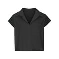 thumbnail image 4 of Delayuji Womens Sleeveless Down Shirts Casual Loose V Neck Pad Shoulder Crop Tank Top Black L Cotton Short Sleeve Shirts for Women, 4 of 6