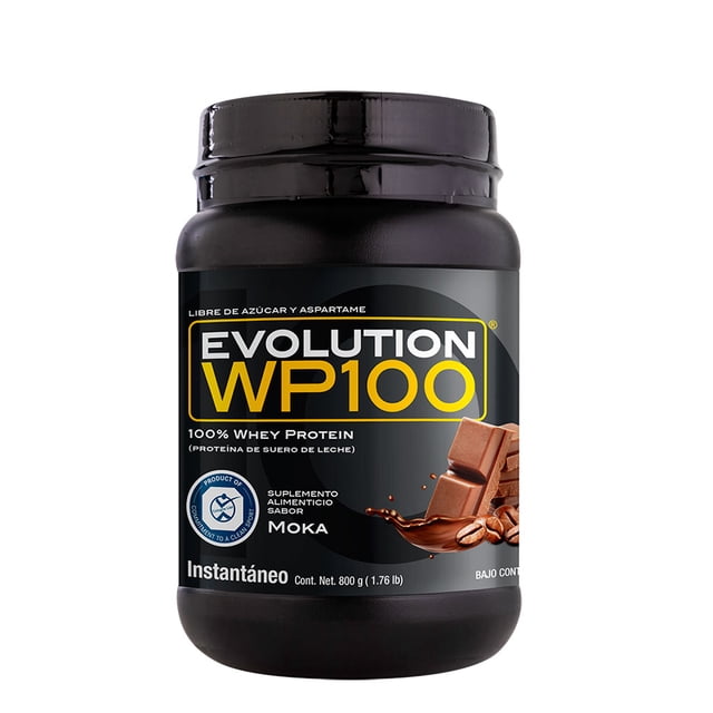 EVOLUTION. Proteína de Suero de Leche, WP100, Whey Protein, 800 Gramos (Sabor Moka) Evolution Nutraceutical Proteína