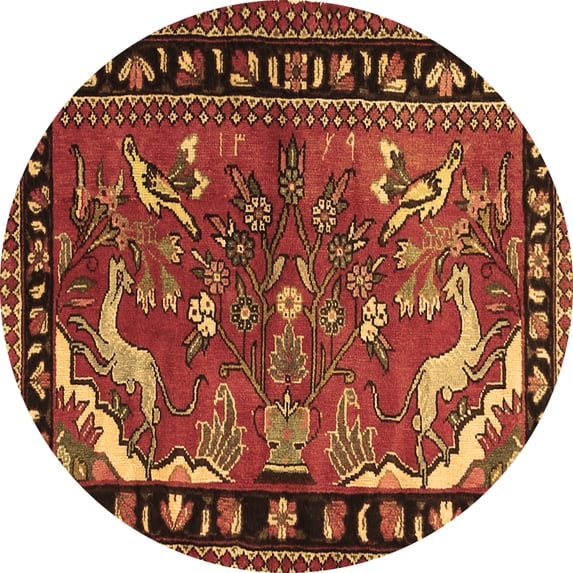 Ahgly Company Indoor Round Persian Brown Traditional Area Rugs, 4' Round
