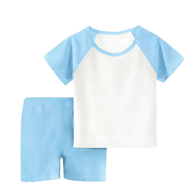 fatyb Garçons Filles Été Ensembles 2 Pcs T-Shirts à Manches Courtes Col Rond Shorts Ensembles de Shorts Décontractés pour Enfants