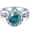 thumbnail image 4 of Pompeii 5Ct Blue Diamond Halo Engagement Ring in White Gold Lab Grown (Blue,VS2-SI1), 4 of 4