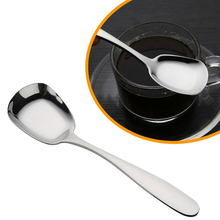 Ouliget Square Head Spoons, Korean style Square Sugar Spoon,Thick Heavy  Stainless Steel Soup Spoons Table Spoons Dinner Spoons Flat Square Spoon,7