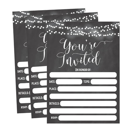 Elegant Rehearsal Dinner Invitations - 50 Rustic Invitations, Chalk Bridal or Baby Shower Invite, Chalkboard Birthday, Wedding Rehearsal Dinner Invites, Engagement Bachelorette Reception Anniversary, Housewarming, Graduation, Sweet 16