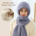thumbnail image 3 of Lifetechs Women Hat with Integrated Scarf Thick Warm Knitted Windproof High Elasticity Full Outdoor Travel Cold Weather Cap, 3 of 7