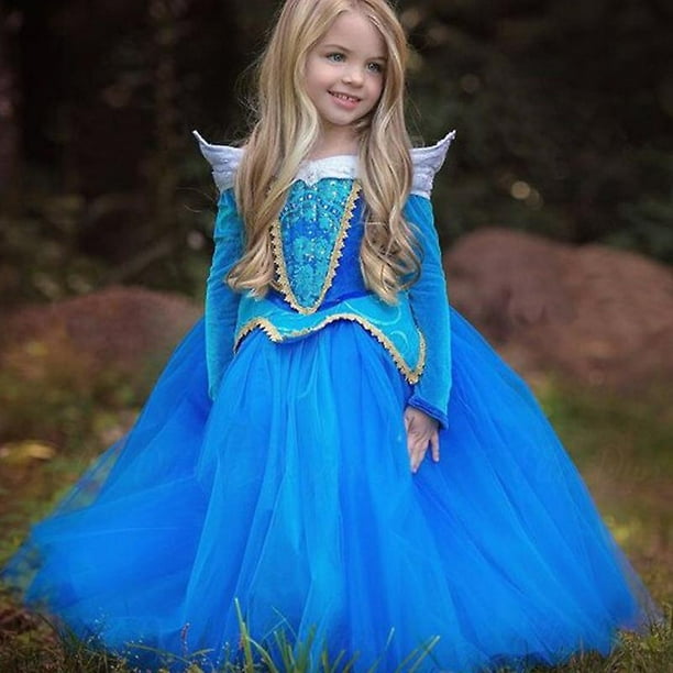 Sebneei 3 8 Years Girls Kids Princess Aurora Sleeping Beauty Cosplay Dress Blue