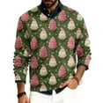 thumbnail image 2 of Wutalume Men's V-Neck Christmas Print Sweater, Long Sleeve Ribbed Knit Pullover, Cozy Stretch Top for Holiday Parties, Casual Comfort and Layering,Army Green L, 2 of 6