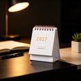 thumbnail image 3 of 2027 Desk Calendar, Small Standing Monthly Calendar with Gold Print for Office Desk, 3 of 7