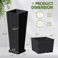 thumbnail image 3 of Devoko Resin Tall Planters with Tray for Outdoor Plants Set of 2, Large Taper Outdoor Planter Pots with 4 Drainage Holes, Flower Pots Modern Decor for Porch, Patio, Backyard, Garden(Black, 24"), 3 of 14