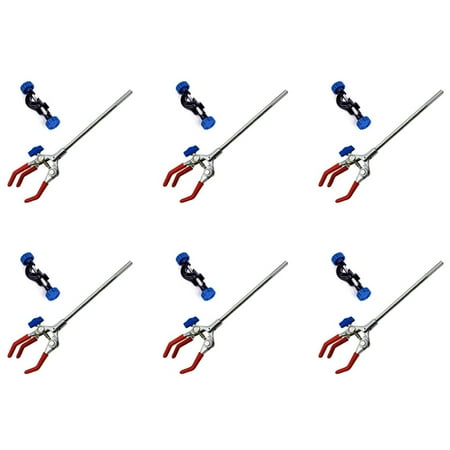 

6X Lab Clamp 3 Finger Adjust with Scientific Extension Adjustable Black Laboratory Stand Clip