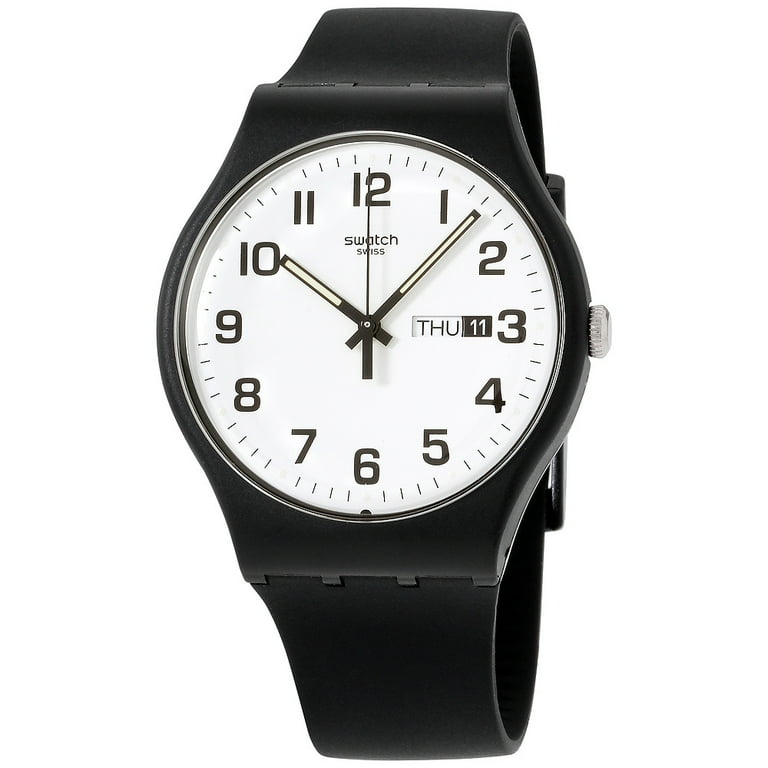 幸*9様 Swatch クォーツ 腕時計 ホワイト/ブラック Swatch Originals Twice Again White Dial Silicone Strap Unisex