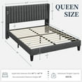 thumbnail image 3 of Yaheetech Fabric Upholstered Platform Bed with Channel Tufted Headboard, Queen, Dark Gray, 3 of 7