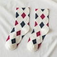 thumbnail image 5 of JGTDBPO Socks For Women Unisex Casual Cotton Middle Stockings Thick Wool Warm Winter Argyle Pattern Print England Style Cotton Middle Tube Socks Comfort Casual Wool Crew Socks Gift, 5 of 6
