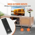 thumbnail image 2 of KFFKFF Wicker Television Stand, Contemporary Design Stand for 65 inch Television, Chic Wicker TV Console with Integrated Socket and USB Connectors, Modifiable Shelves for Lounge, Multimedia Room, Oak, 2 of 9