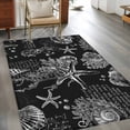 thumbnail image 4 of Area Rug 48×72in, Retro Sea Marine Life Floor Carpet Living Room Rug, Starfish Shells Coral on Black Letter Non-Slip Welcome Mat Indoor Rugs for Bedroom Dining Room, 4 of 9