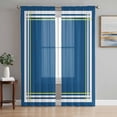 thumbnail image 2 of Sheer Curtains 84 inches Long 2 Panels Set Blue Color Block Light Filtering Sheer Drapes Rod Pocket Window Curtains for Living Room/Bedroom, Abstract Yellow Lines, 2 of 8