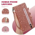thumbnail image 5 of Compatible with Samsung Galaxy Z Fold 7 Wallet Case,Glitter Sparkly Bling PU Leather Zipper Pocket with Credit Card Holder Slots Shockproof Magnetic Clasp Flip Stand Phone Case,Rosegold, 5 of 10