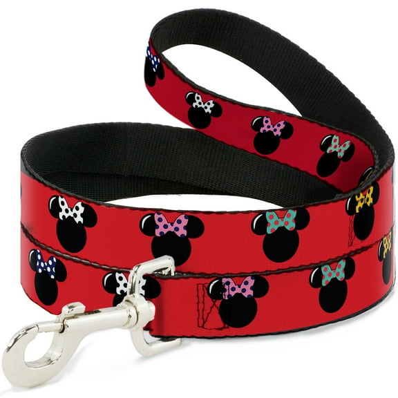 Disney Pet Leash, Dog Leash, Minnie Mouse Silhouette Red Black Polka Dot, 4 Feet Long 1.0 Inch Wide