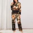 thumbnail image 2 of Vsdgher Vintage Peonies Rustic Charm Pajamas Set Long Sleeve Sleepwear Womens Button Down Nightwear Pj Sets-X-Large, 2 of 7